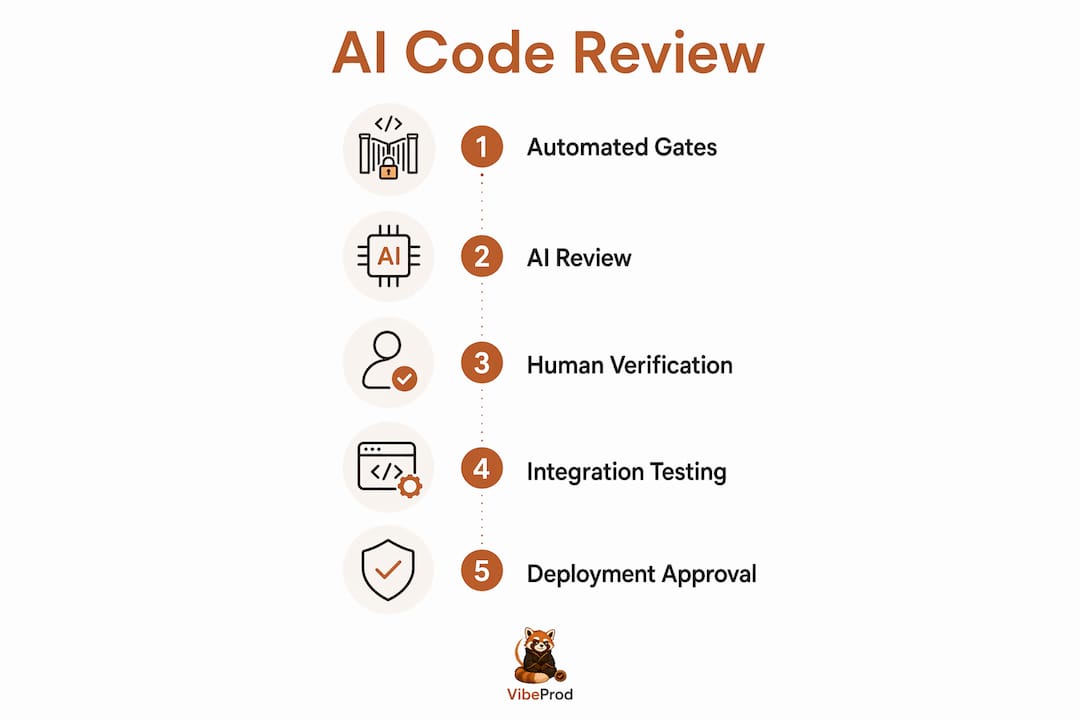 Infographic showing AI code review process stages