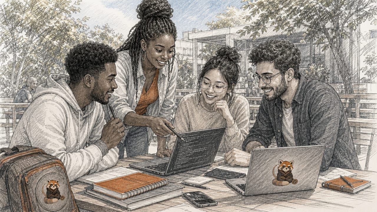 Developers collaborating in a code review meeting