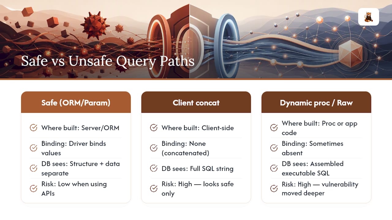 Safe and unsafe SQL query paths