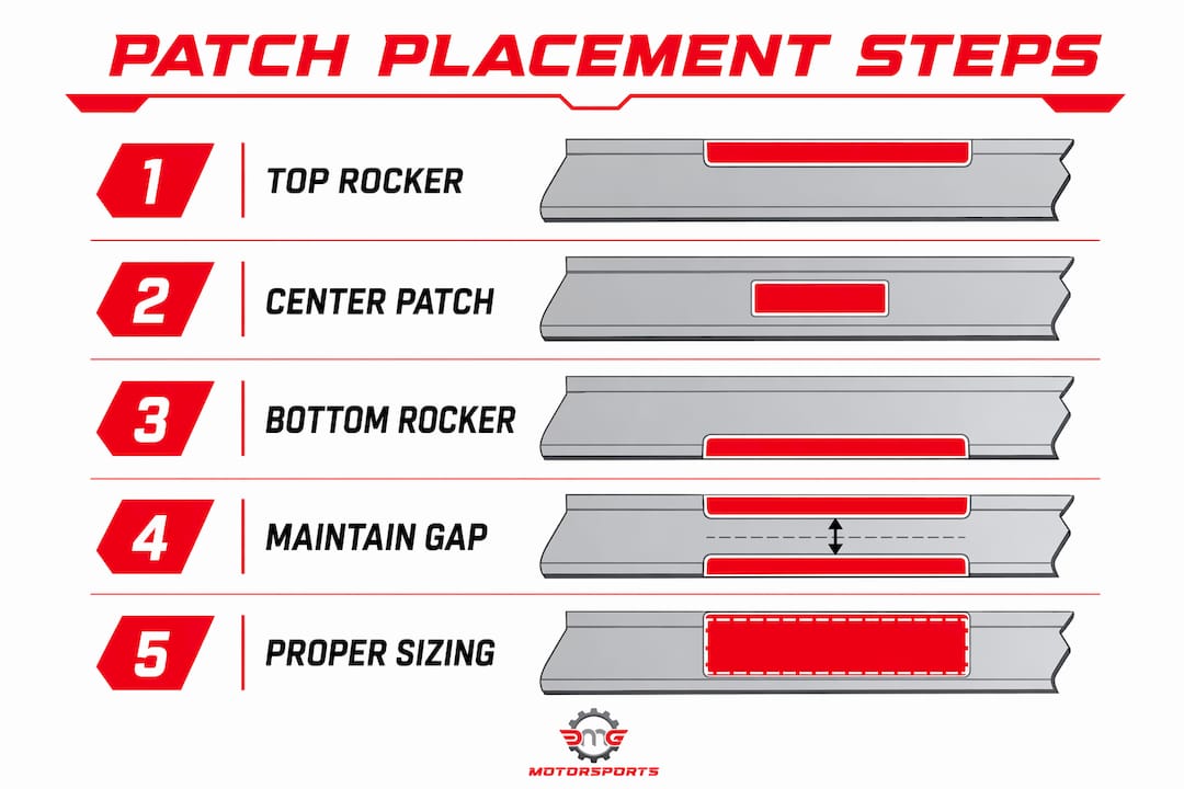 Infographic showing step-by-step patch placement guide