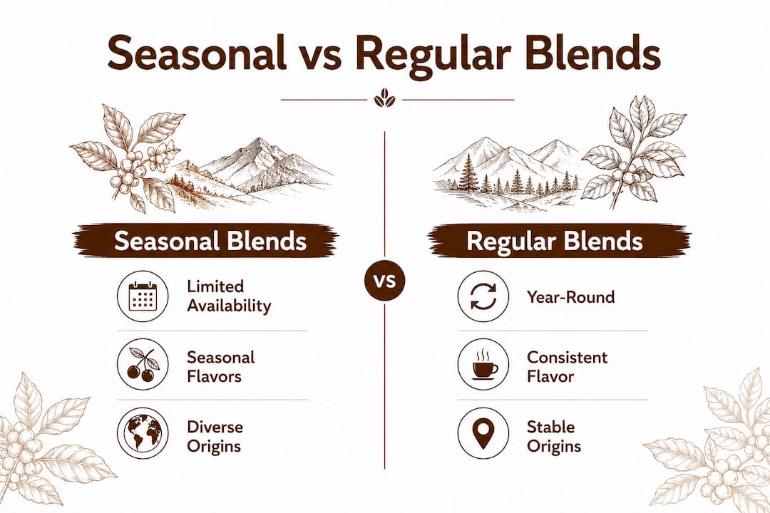 Infographic comparing seasonal and regular coffee blends