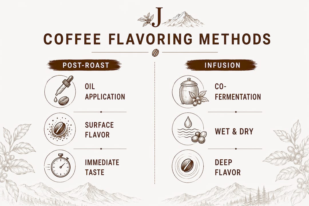 Infographic comparing coffee flavoring and infusion methods