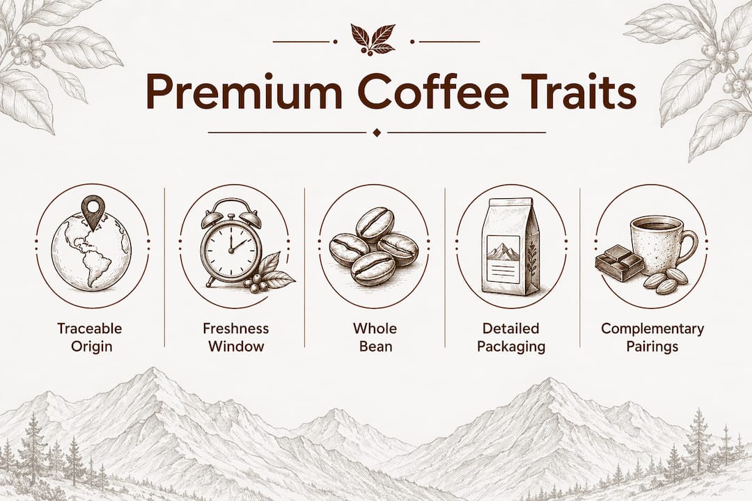 Infographic listing premium coffee gift traits