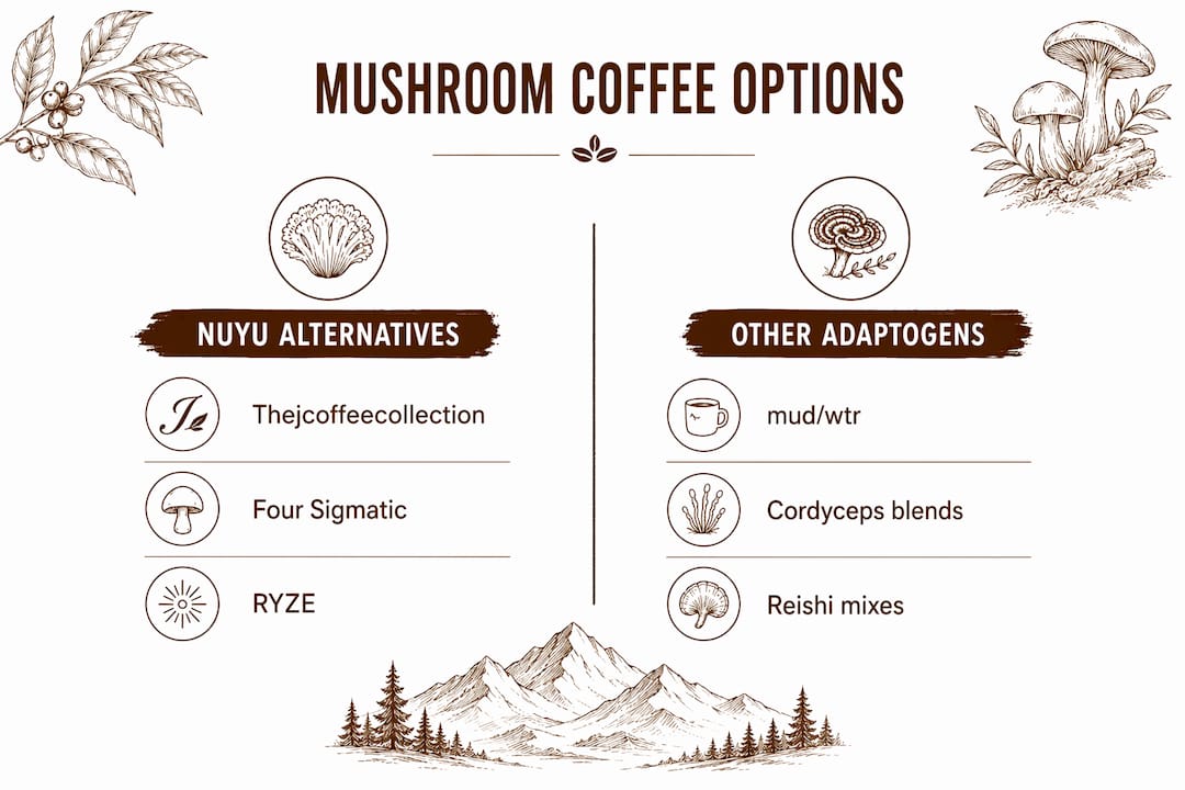 Infographic comparing mushroom coffee alternatives
