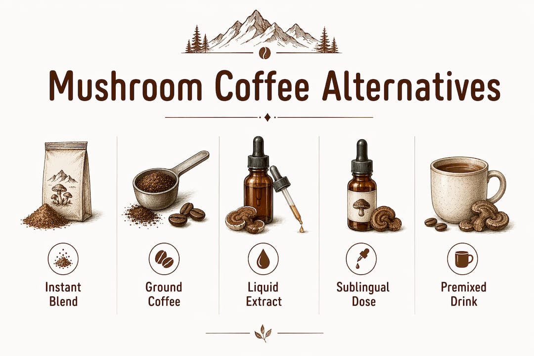 Infographic showing mushroom coffee types ranked