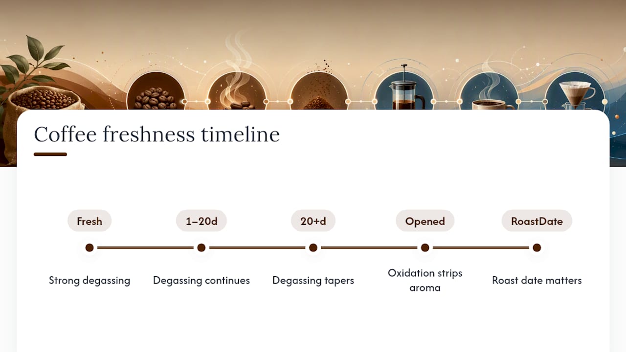 Coffee degassing timeline after roasting