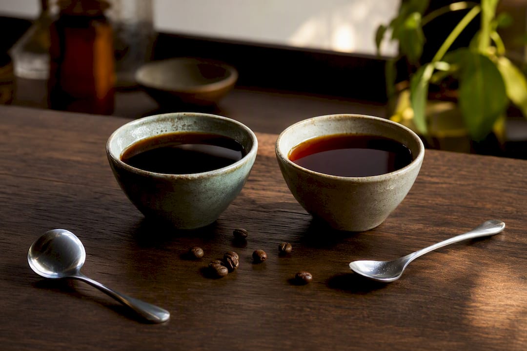 Two single-origin coffees being compared