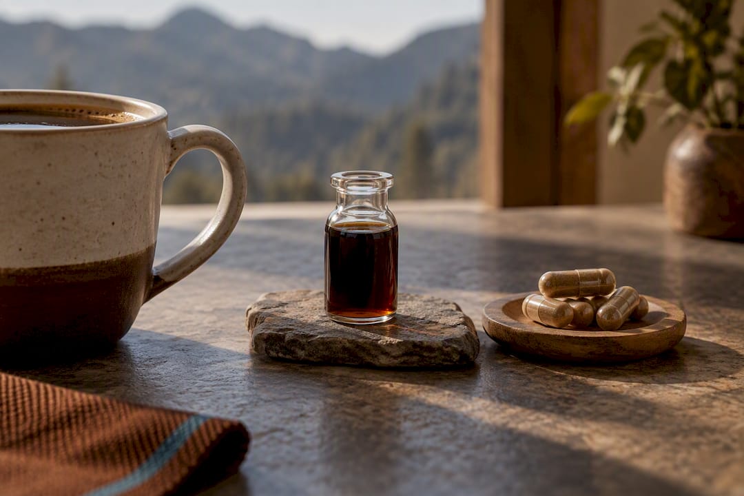 Illustrated comparison of coffee and extracts