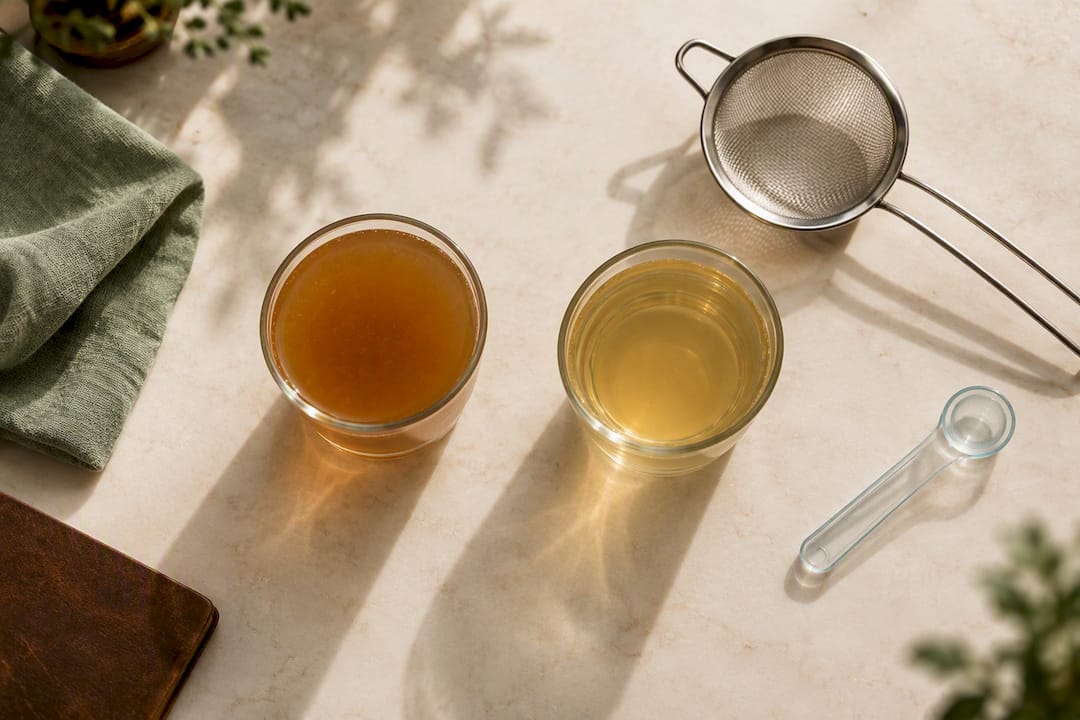 Cloudy and diluted cold brew tea samples