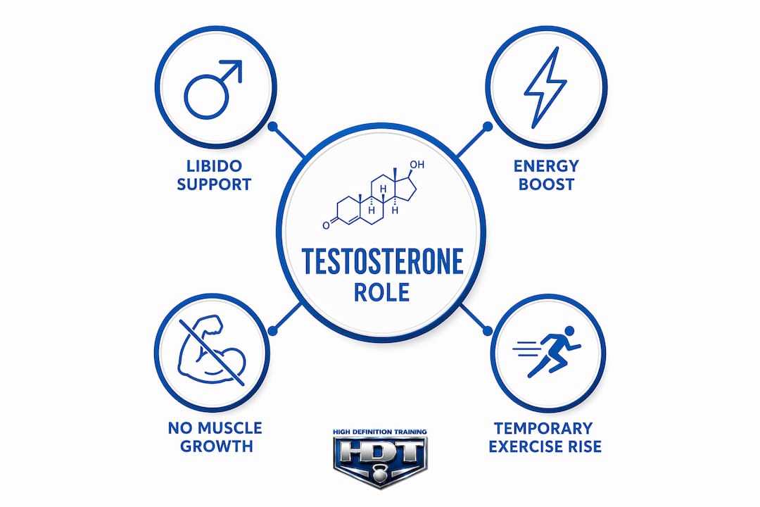 Infographic illustrating testosterone roles in women's fitness