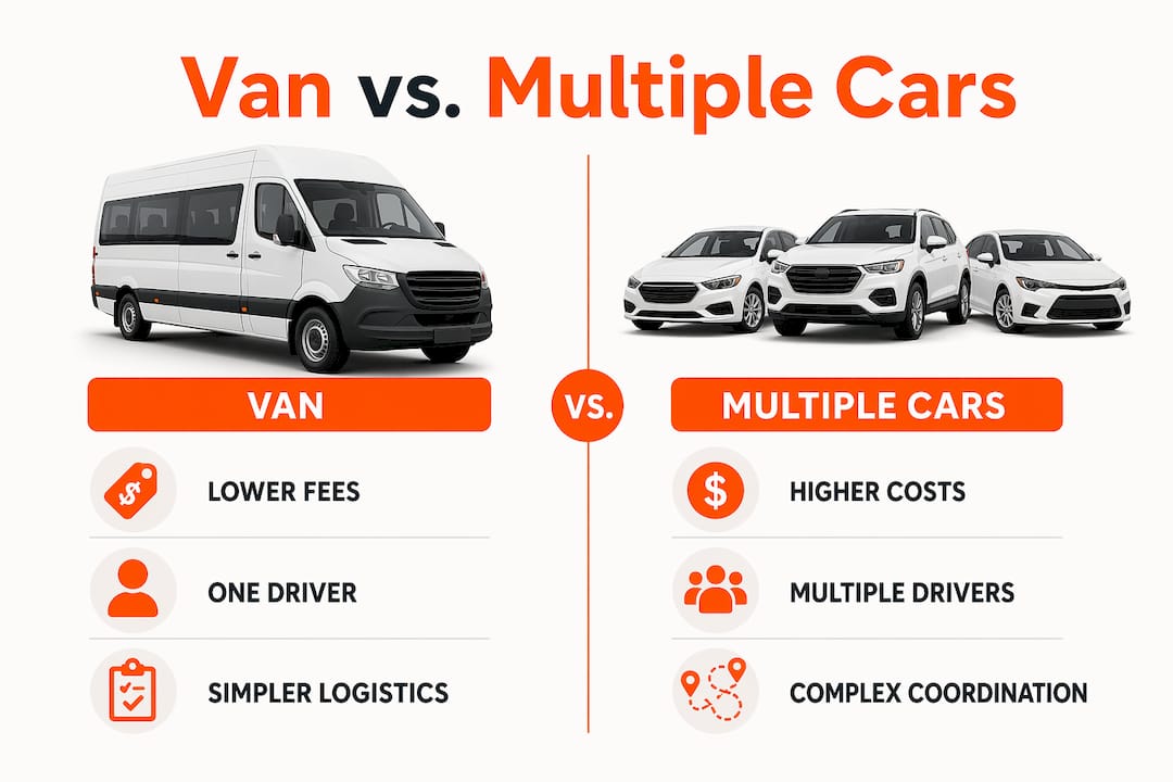 Infographic comparing van and multiple car rentals