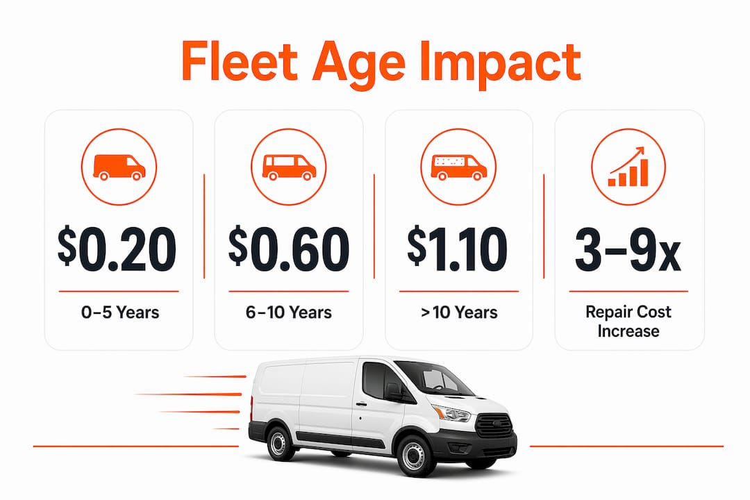 Infographic showing van maintenance costs by fleet age