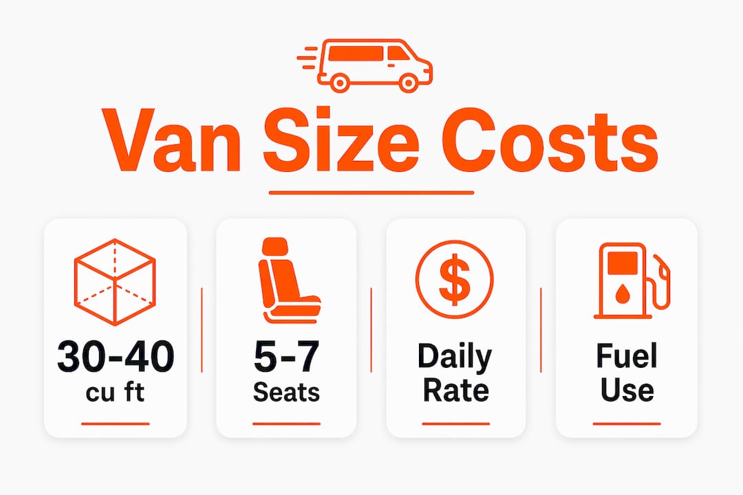 Infographic comparing van cargo space and costs