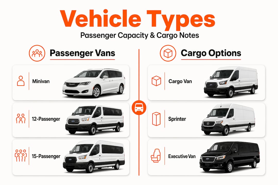 Infographic comparing van types and capacities