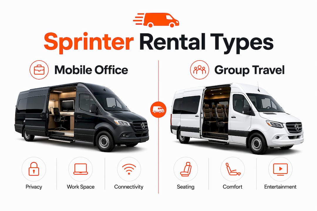 Infographic comparing Sprinter rental build types
