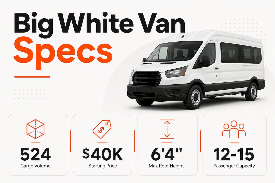 Infographic with van specs and rental key stats