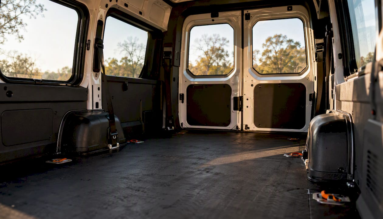 Sprinter van interior with flexible cargo area