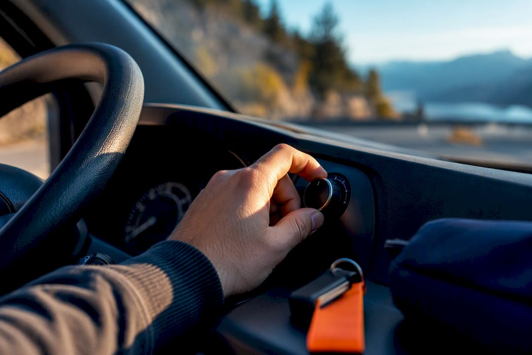 Trip odometer beside a rental key