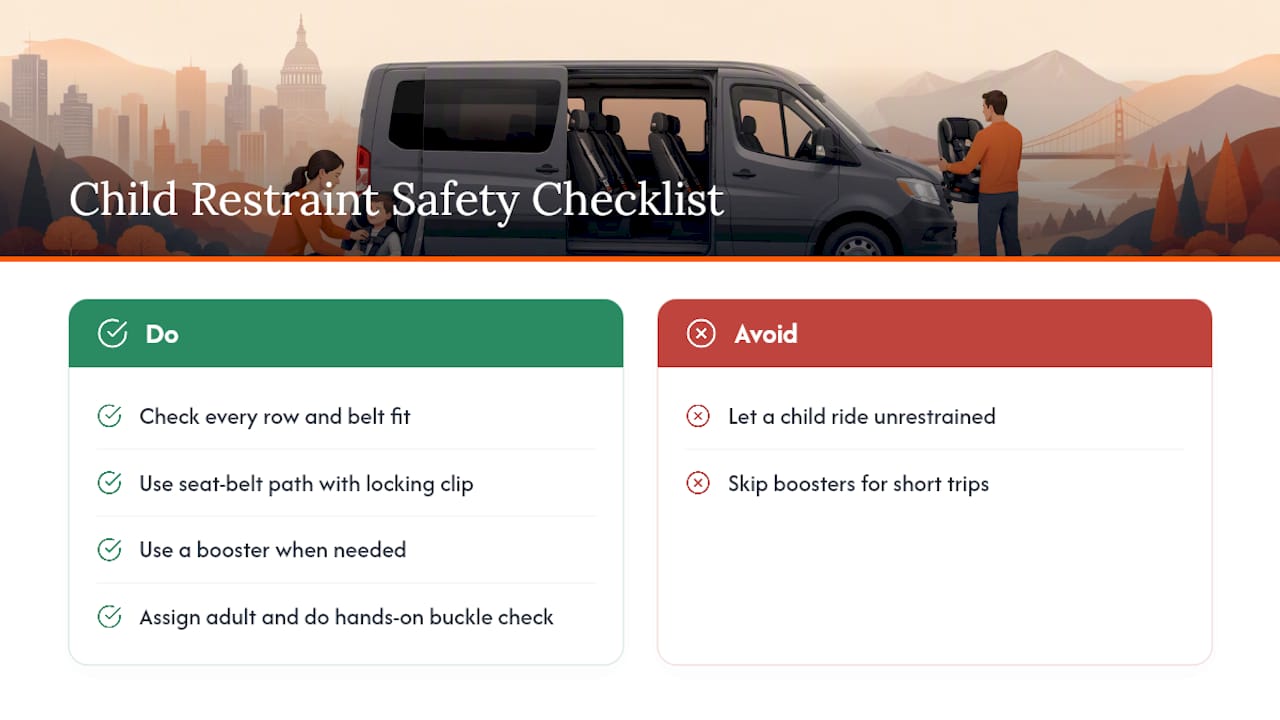 Child passenger restraint safety checklist