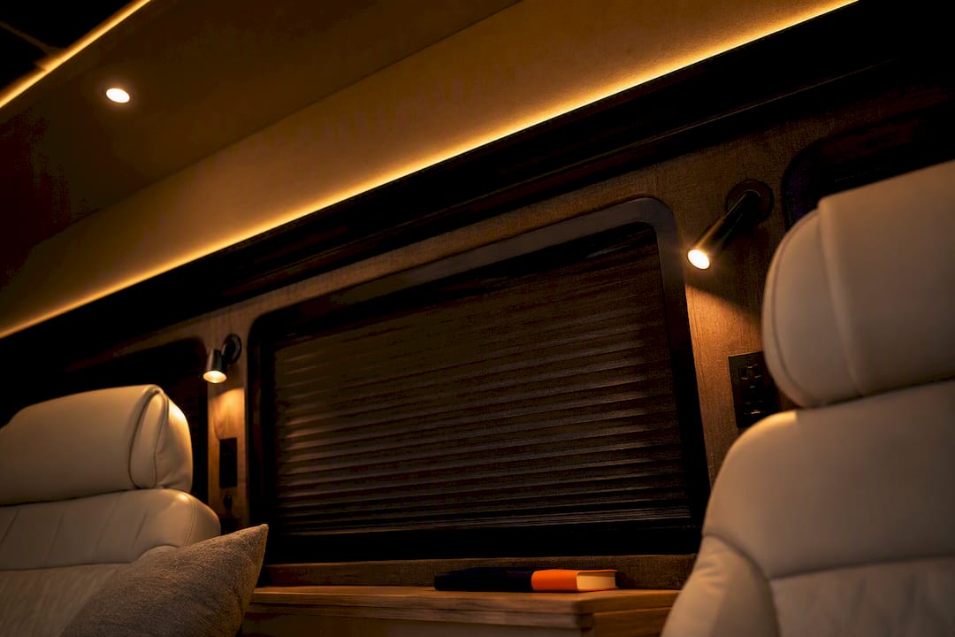 Layered LED lighting inside passenger cabin