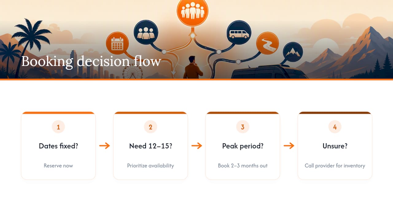 Decision flow for booking a group van