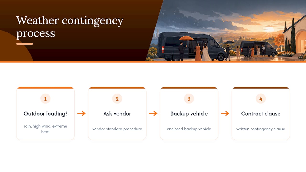 Wedding transportation weather contingency flow