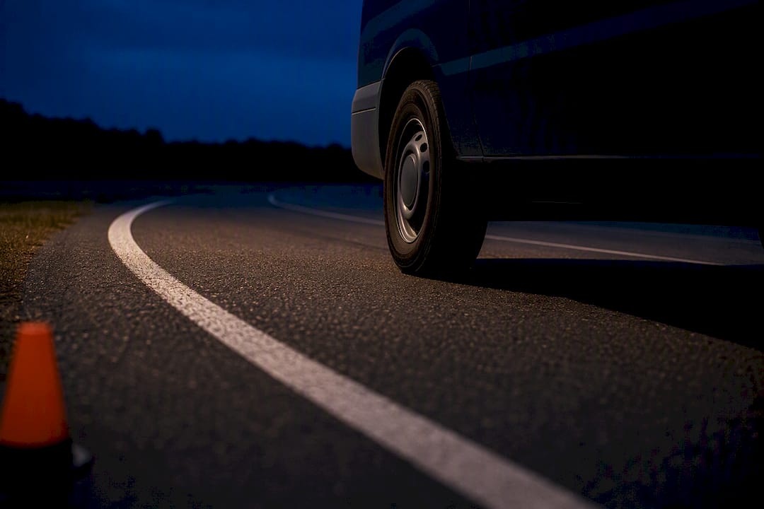 Partial passenger van on safety test curve