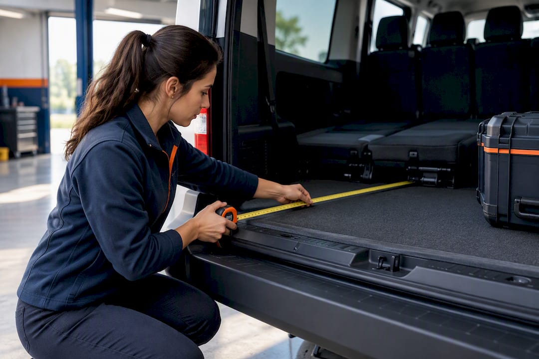 Measuring passenger van cargo depth