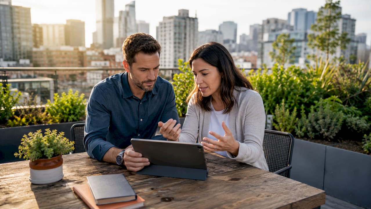 Engineers collaborating on integration platform display