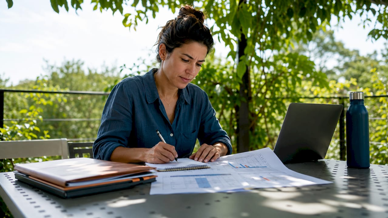 Engineer managing project administrative workload at desk