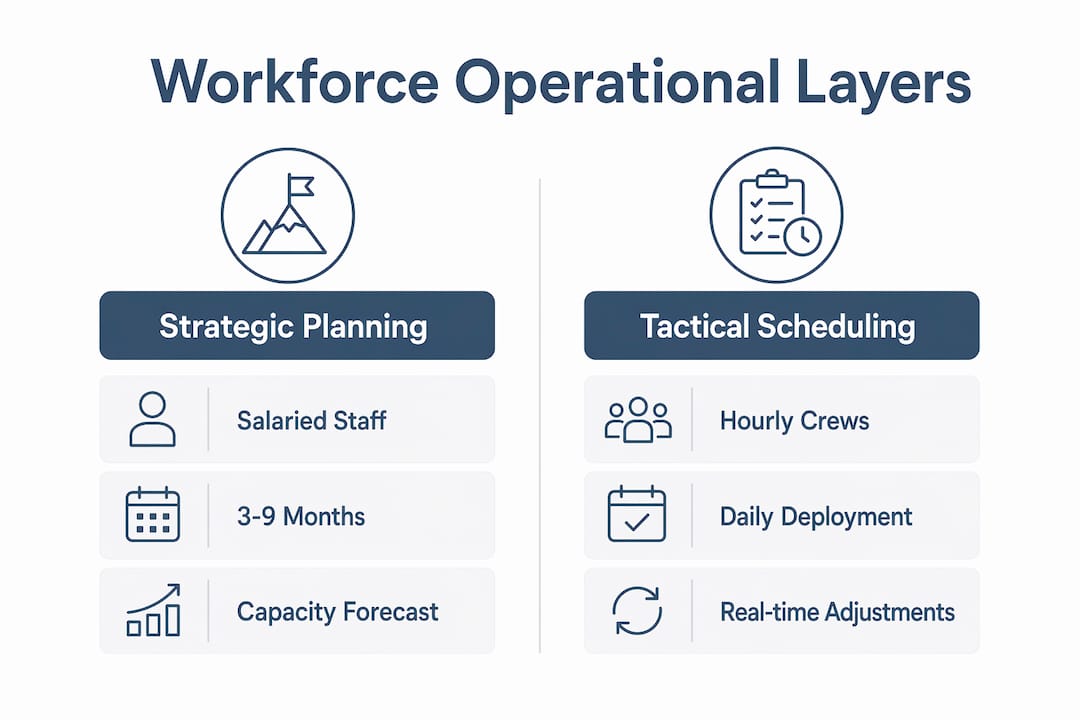Infographic comparing strategic and tactical workforce layers