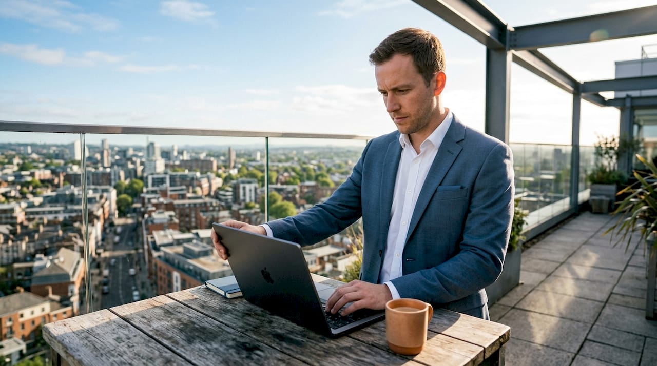 Engineer working on automated client reporting software