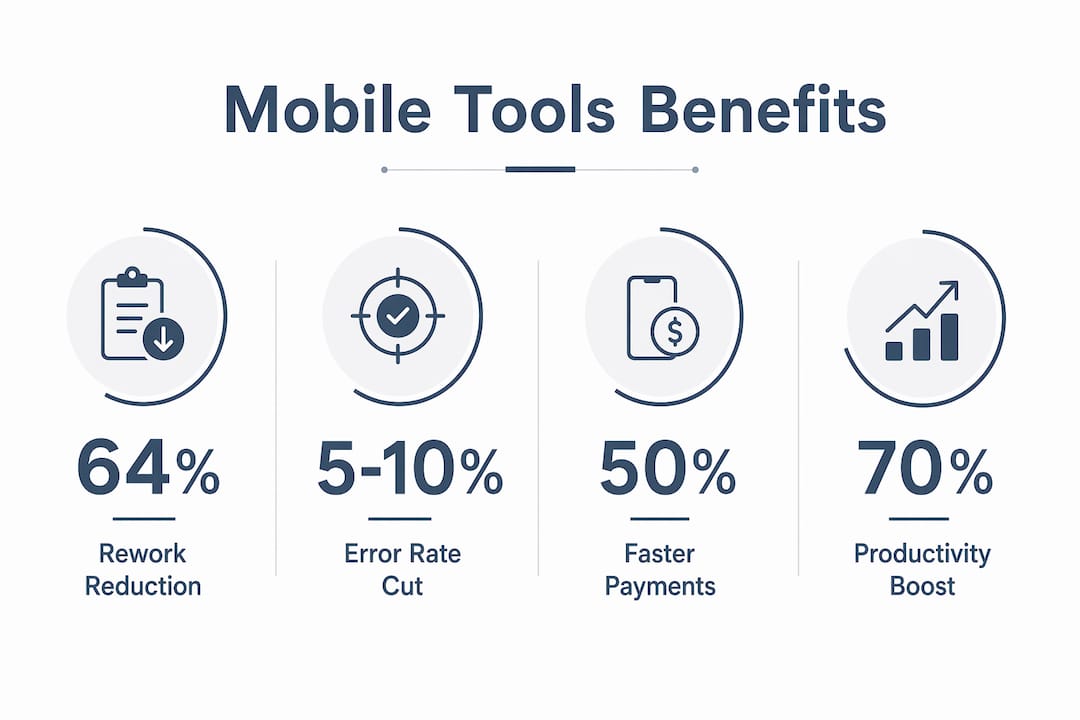 Infographic showing mobile tools benefits in construction
