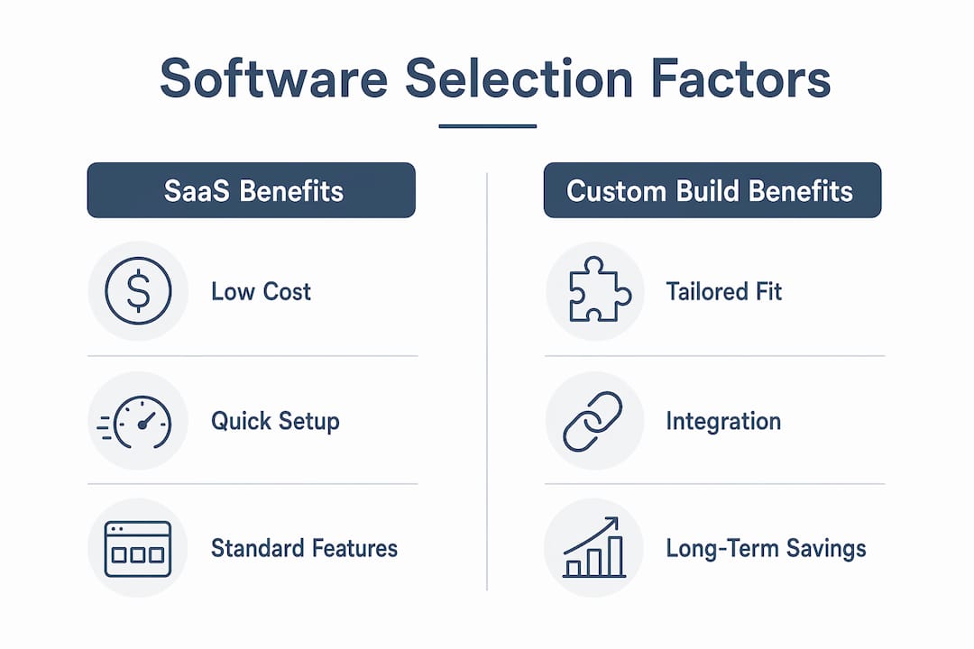 Comparison of software selection factors for SMB construction