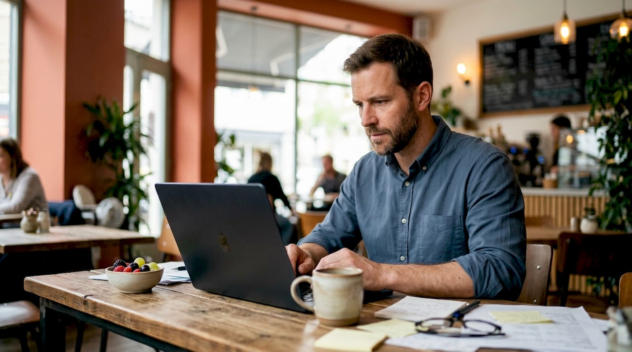 Engineer working with automated timesheet software