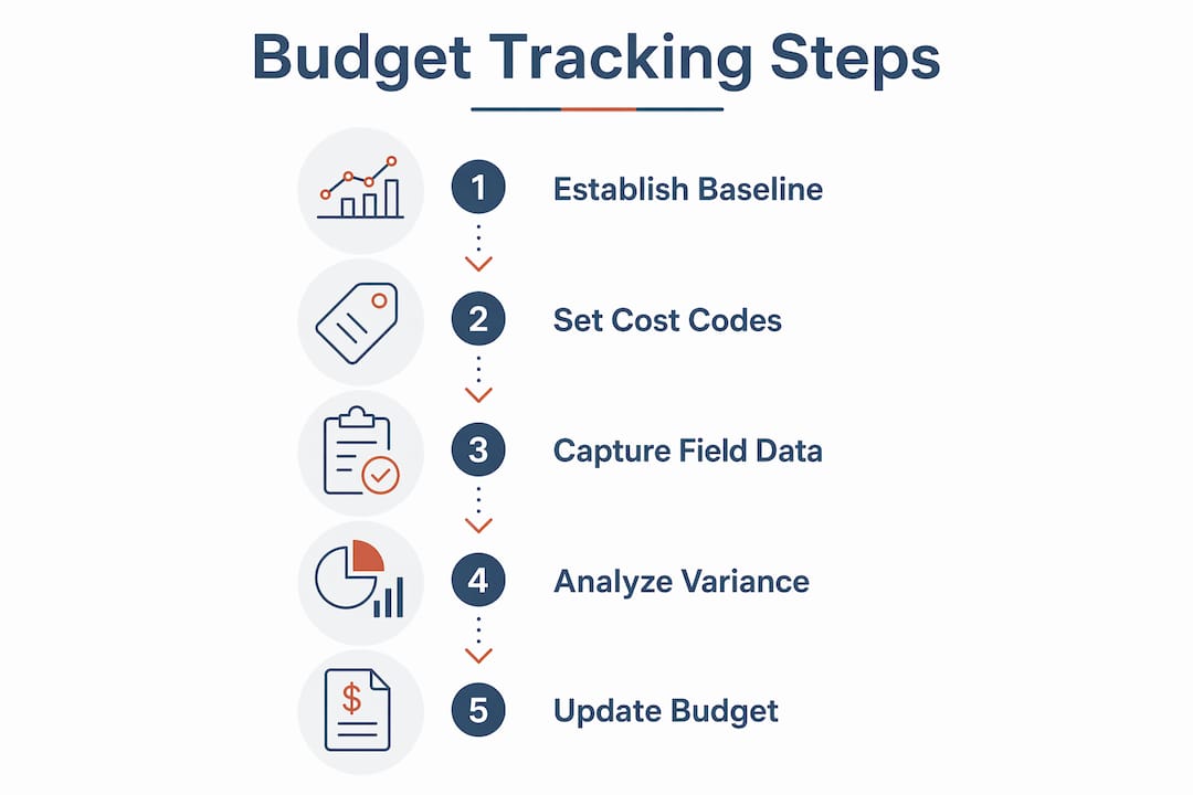 Infographic of construction budget tracking steps