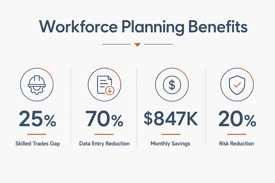 Infographic with key workforce planning statistics and benefits