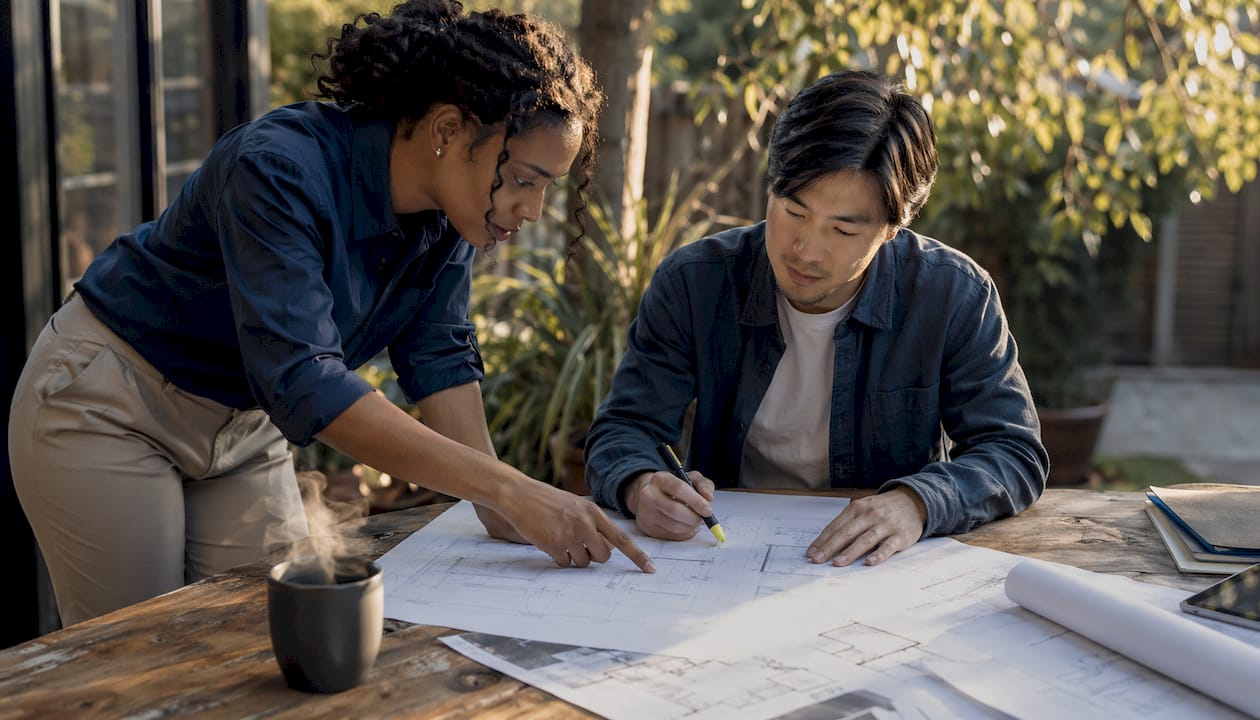 Engineers discussing AI scheduling software