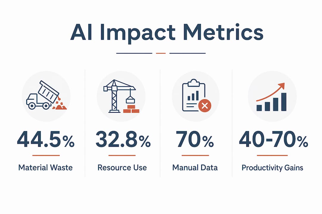 Infographic illustrating AI construction statistics