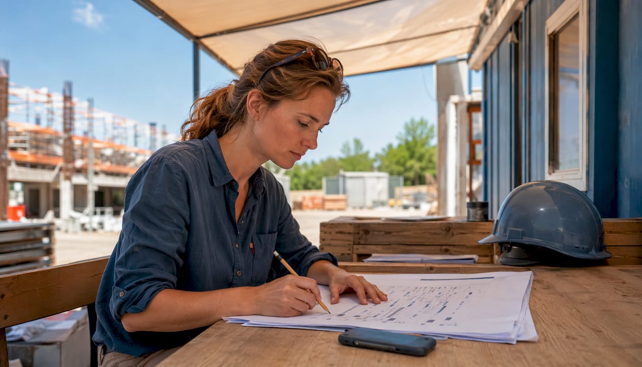 Project manager planning residential construction schedule