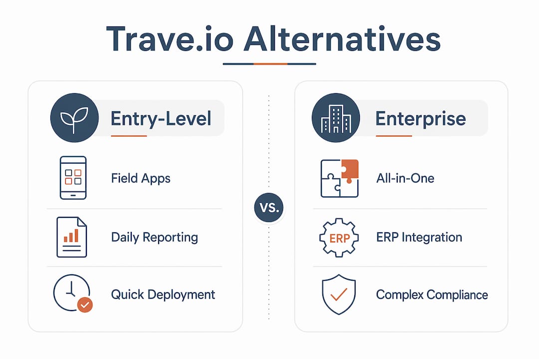 Infographic comparing entry-level and enterprise contractor software