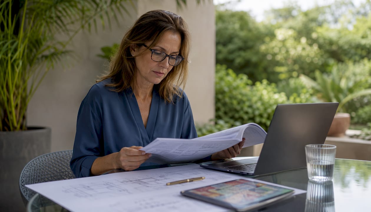 Contractor reviewing automation service documentation