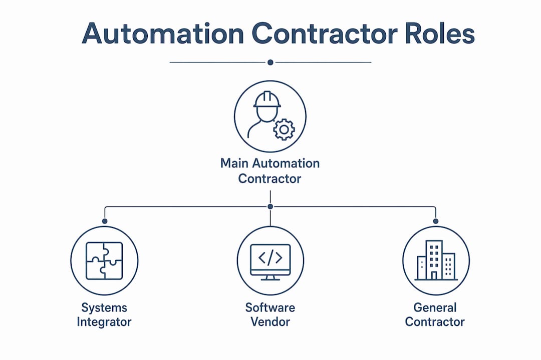 Infographic displaying main automation contracting roles hierarchy