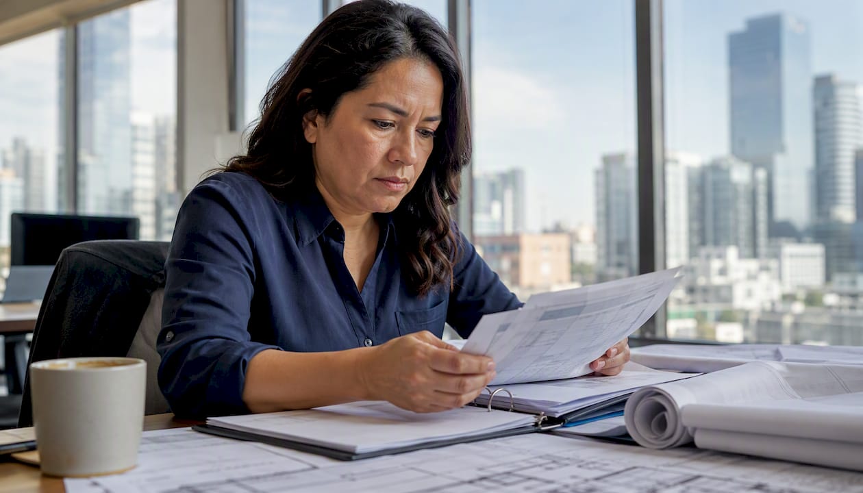 Project manager reviewing ERP implementation schedule