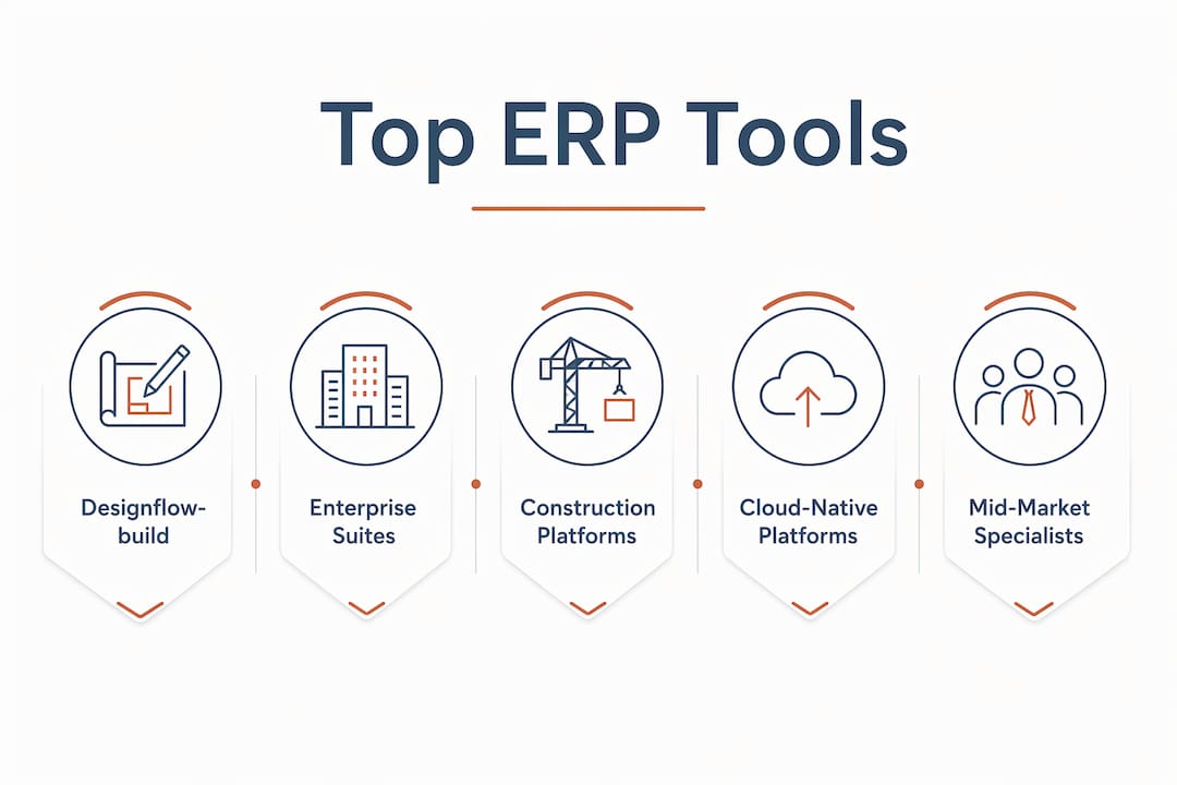 Infographic showing ERP tool categories and hierarchy