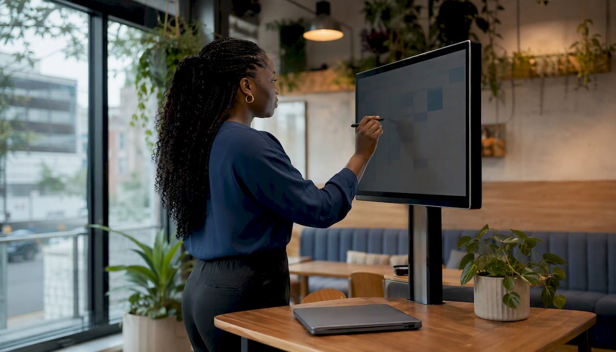 Scheduler interacting with master schedule touchscreen