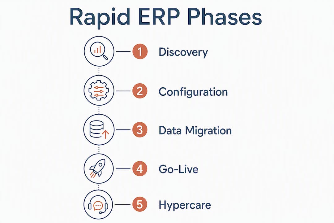Infographic of rapid ERP implementation phases