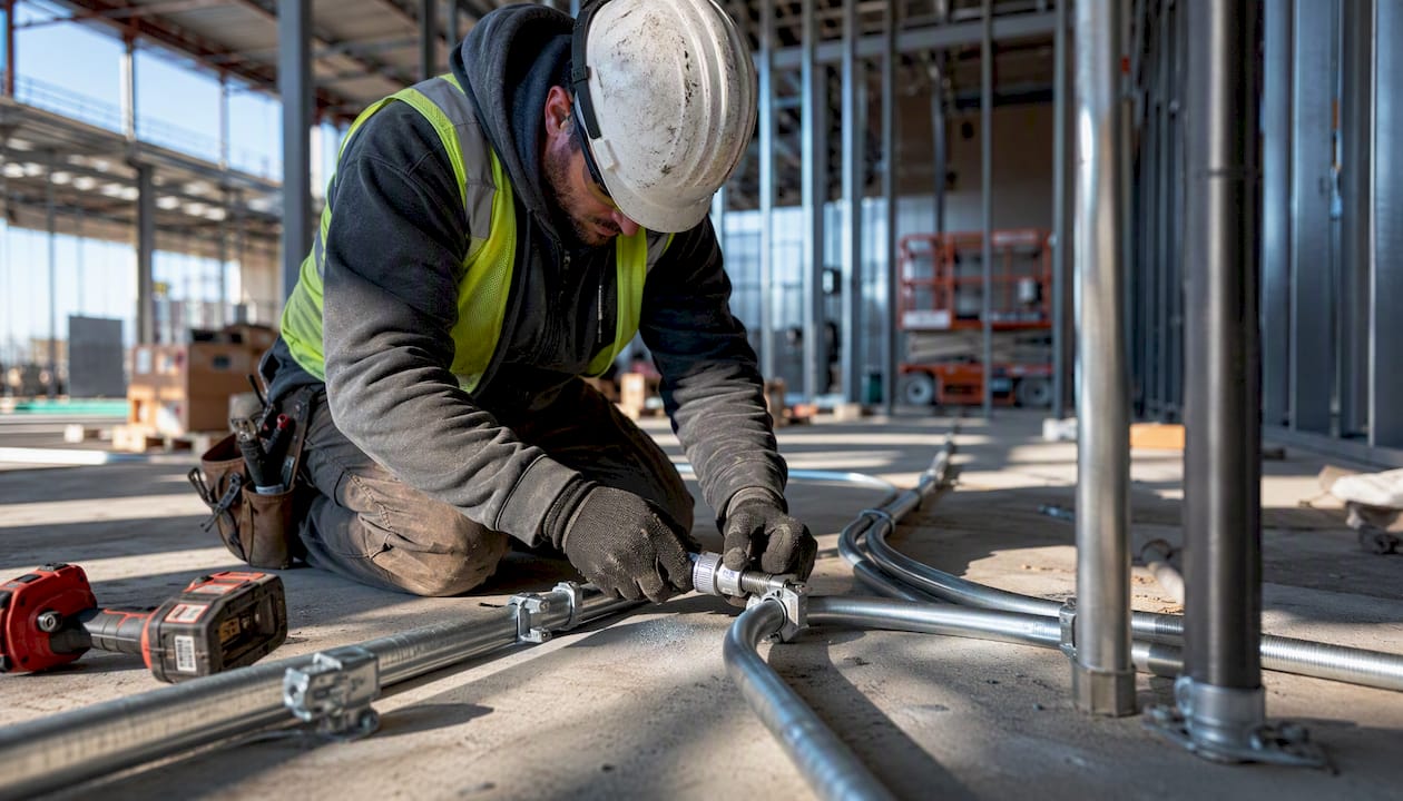 MEP contractor connecting conduit pipes
