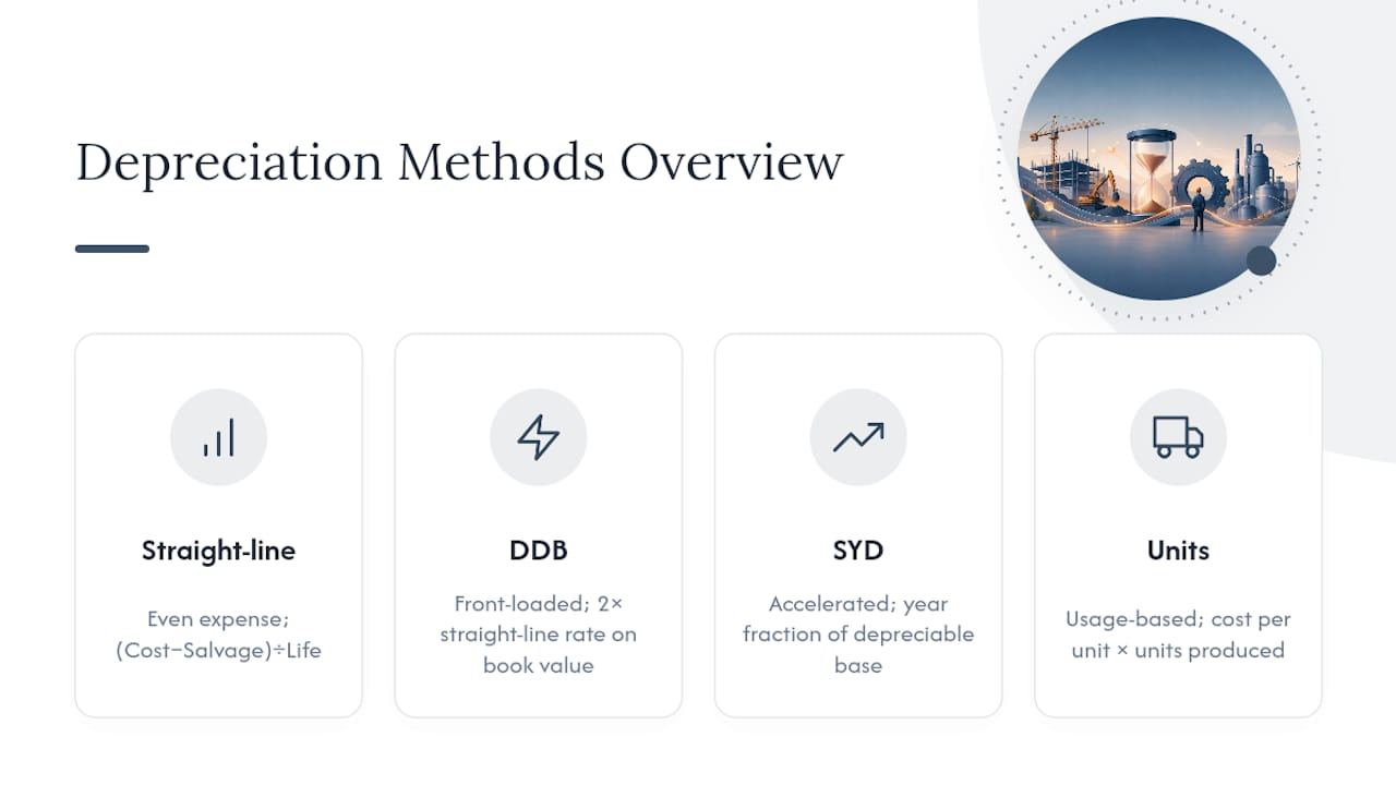 Comparison of fixed asset depreciation methods