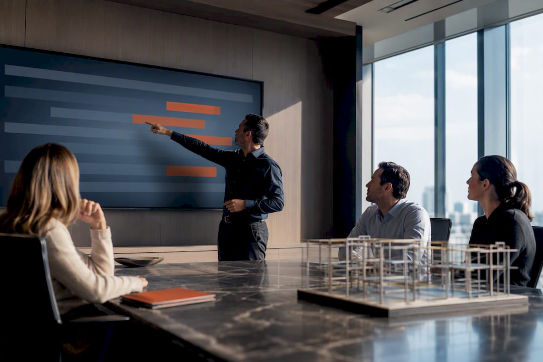 Construction team reviewing ERP implementation timeline